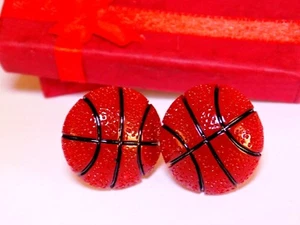 Handmade, Basketball Resin Silver Plated Cufflinks, W/Gift Box! - Picture 1 of 4