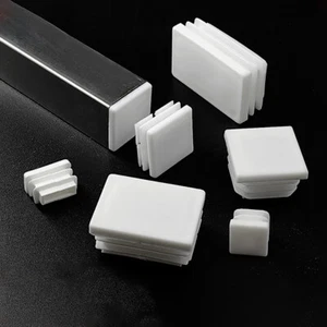 Rectangular Plastic End Caps Blanking Ribbed Rectangle Plugs Inserts - White - Imagen 1 de 22