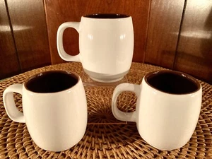 3~Crate & Barrel White / Brown Espresso Cups Mugs Demitasse Lot of 3 * EXC - Picture 1 of 6