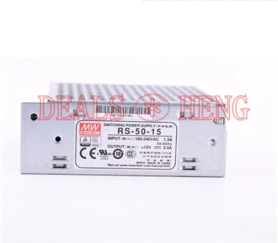 1PC Mean Well RS-50-15 AC to DC Power Supply Single Output 15V 3.4Amp 51W New - Image 1 of 3