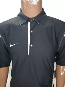 Nike Dri Fit Mens Golf Polo Check Down Black White Small - Picture 1 of 8