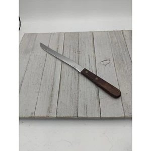 Robinson Knife Co 8” cuchillo utilitario tallado #3 mango de madera dentada 12 1/2” en total - Imagen 1 de 8