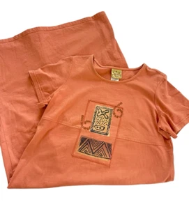 Vintage Blue 90's Cactus Women’s Painted 100% Cotton Maxi Dress Size Large - Picture 1 of 5