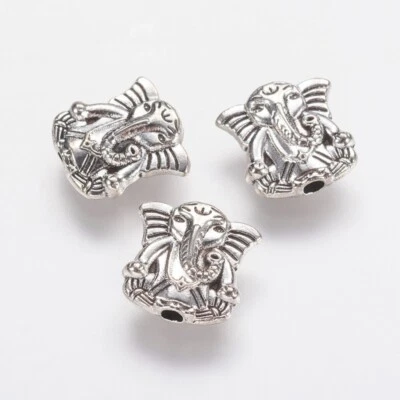 Antique Silver Tibetan Style Elephant Spacer Beads 10mm Jewelry Crafts 5 psc - Image 1 of 2