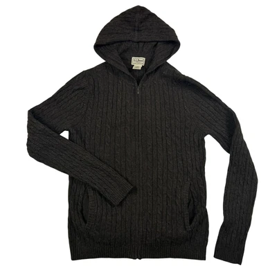 L.L. Bean Jacket Womens Small Cable Knit Wool Blend Full Zip Hoodie Y2K Vintage - Image 1 of 4