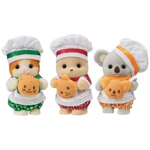 CLÁSICO Sylvanian Families Bebé Animal Panaderos con Dijes de Pan a Juego JAPÓN Regalo - Imagen 1 de 5