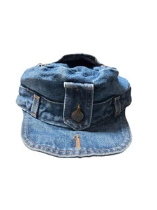 Vintage Robo Cap Denim 90's Grunge Biker Y2K Size Medium - Picture 1 of 10