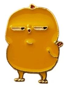 Broche prendedor sombrero solapa esmalte color amarillo oscuro + dorado ojo lateral bebé pollito ^ - Imagen 1 de 9