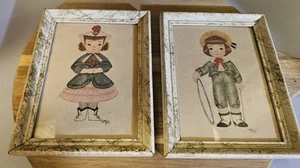 Stampe vintage MCM incorniciate di abbigliamento ragazzo e ragazza epoca vittoriana - Foto 1 di 6