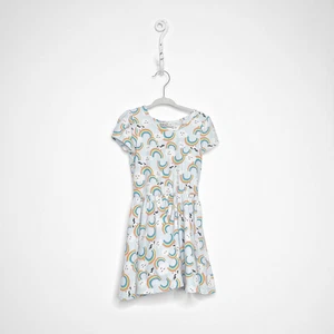 Abito Lularoe Dot Dot Smile Lucy manica corta arcobaleno unicorno tasche 2T ragazze - Foto 1 di 9