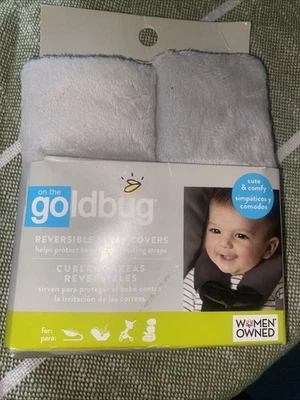 Car Seat Strap Cover Goldbug Baby Animal Bear Grey Fuzzy Irritation Protection - Image 1 of 2