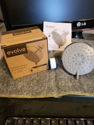 Cabezal de ducha multifunción Evolve ahorro de agua 1,5 GPM cromado NOS Foto 1 de 4