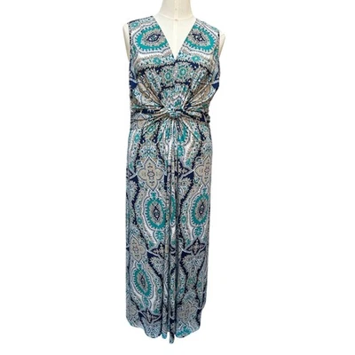 Soft Surroundings Medici Maxi Dress Women's Size Tall XL Blue Green Paisley - Image 1 of 4