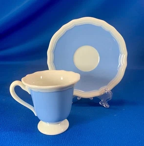 GREEN MARK EARLIER LENOX BLUE & WHITE DEMITASSE CUP & SAUCER SET - Picture 1 of 3