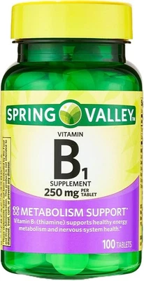 Spring Valley Vitamina B1 Comprimidos Suplemento Dietético, 250 Mg, 100 Unidades, 12/2026 Foto 1 de 4