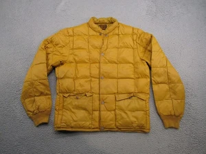 Vintage Eddie Bauer Puffer Jacket Mens Gold Quilted Goose Down Snap USA READ - Picture 1 of 11