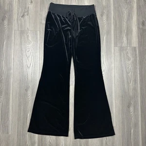 SHEIN Black Velvet Lounge Pants Women’s Size M Drawstring Waist Flare Leg - Picture 1 of 6