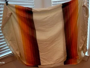 VTG Wamsutta "Tomorrow’s Rainbow" Double 1 PC Fitted Sheet Brown Orange Yellows - Picture 1 of 8