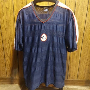 Nike Air Mesh Shirt Vintage Kurzarm Blau Patch 90s White Tag XXL 2XL - Bild 1 von 4
