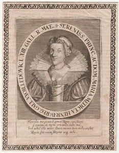 c1650 Maria de Medici Königin von Frankreich Heinrich IV Kupferstich-Porträt - Imagen 1 de 1