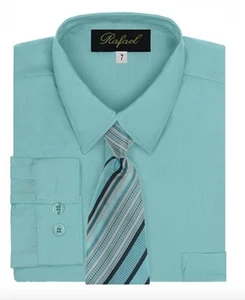 Boy's Dress Shirt & Tie Set Long Sleeve- Many Colors Available - Picture 1 of 32