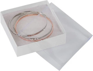 Jewelry Gift Boxes 100 Clear Lid View Top Cotton Filled 3 1/2” x 3 1/2" x 1" - Picture 1 of 2