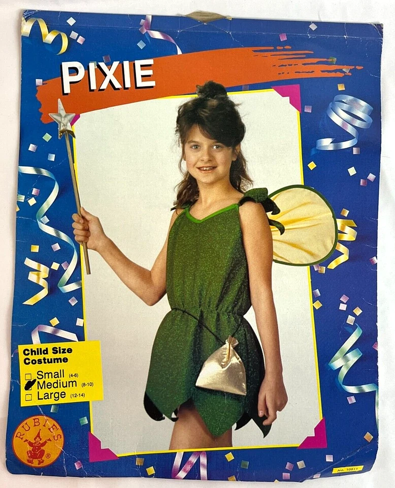 Disfraz PIXIE Infantil, Hada, Campanilla, Alas y Monedero, EE. UU., Nuevo Caja Abierta Mediano Foto 1 de 4