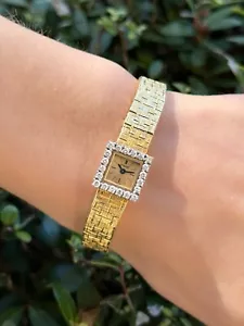 Ladies Piaget Van Cleef Arpels 18k Gold Platinum Watch Diamond Bezel 14mm W770 - Picture 1 of 8