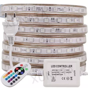 5050 LED Strip AC220V 240V 60LED/m Waterproof IP65 Garden Decking Kitchen Lights - Picture 1 of 18