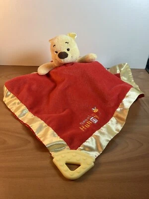 Mordedor de seguridad para bebé Disney Winnie the Pooh dulce miel naranja felpa borde satinado Foto 1 de 4