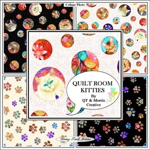 QUILT ROOM KITTIES, QT, MORRIS, CATS, KITTENS, FABRICS, PRICED BY 1/2 YD, 18"X42 - Picture 1 of 9