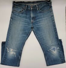 Levis 527 Jeans Mens 34x32 Slim Fit Boot Cut Blue Denim Casual Distressed #C132