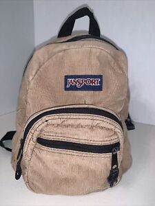 Vintage Jansport Half Pint Mini Corduroy Backpack Purse Bag Tan Brown 90s Y2K