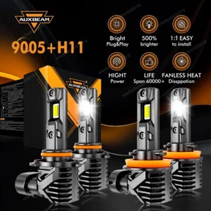 AUXBEAM Combo 9005 H11 Kit de bombillas LED haz alto-bajo blanco brillante Canbus - Imagen 1 de 15