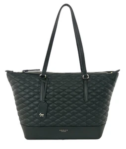 Radley Quilted Black Tote Bag Medium Large Zip Top Handbag Angel Street RRP £209 - Picture 1 of 12