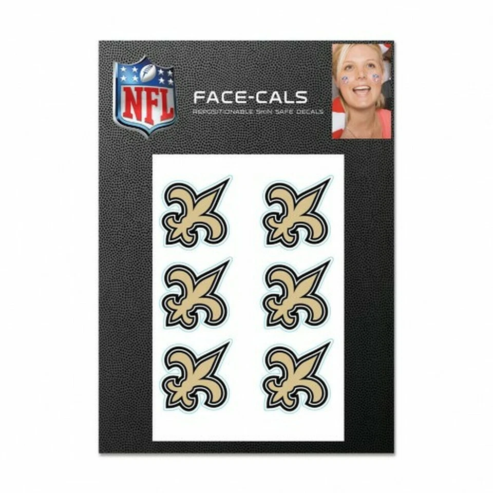 New Orleans Saints Tattoo Face Cals NFL Waterless Decals - Image 1 of 1