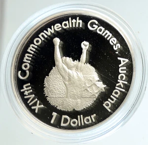 1989 NEW ZEALAND XIV 1990 Commonwealth Games RUNNER Proof Silver $1 Coin i103134 - Picture 1 of 3