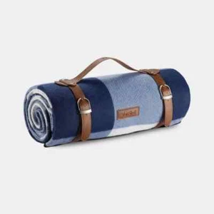 Von Shef Blue Checked (4-6 Person) Picnic Blanket/Rug/Matt - Picture 1 of 2
