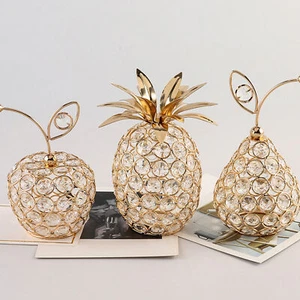 GOLD CRYSTAL Display Metal Crystal Ornament Home Party Tabletop Decor Figurines - Picture 1 of 15