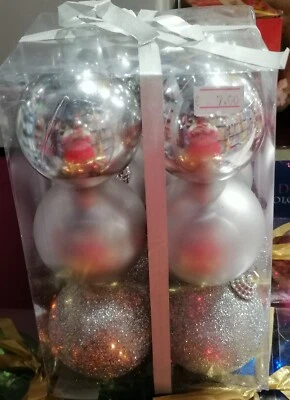 SET 12 PEZZI PALLINE PER ALBERO DI NATALE IN 3 FINITURE LUCIDA OPACA GLITTER A - Immagine 1 di 3