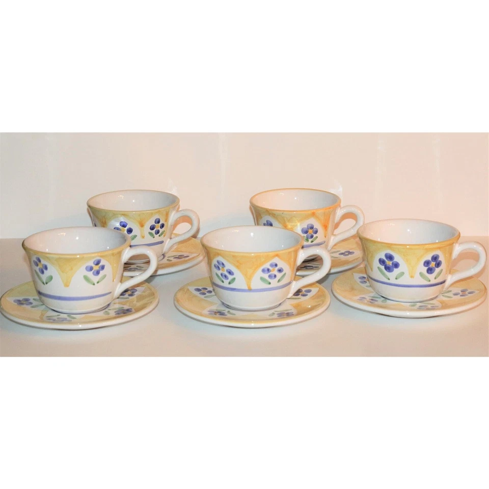 Sonoma Nantucket - Cinco (5) tazas y platillos de gran tamaño en excelente estado Foto 1 de 4