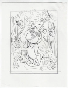 Mitch O'Connell, Original Art Sketch, 8x10, Funny, Boo-Boo, Margaret Keane inspi - Picture 1 of 1