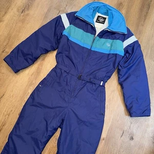 Vtg 70s 80s Roffe Ski Suit One Piece Snowsuit Snow bib retro Mod Apres Womens 10 - Picture 1 of 17
