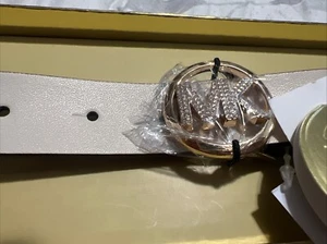 New MICHAEL KORS LT  25MM PAVE LOGO BELT IN BOX Size S/M - Picture 1 of 18