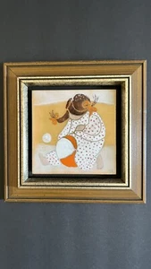 DIXIE ROGERSON Enamel On Copper Art Picture “ Child On A Ball” Centralia, WA - Picture 1 of 6