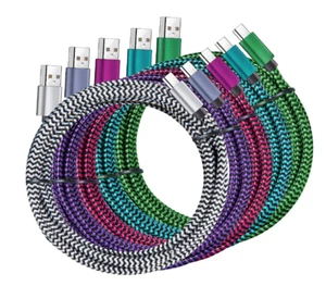 USB Type C Cable | 6FT 3A Fast Charging, 5-Pack for Samsung Galaxy & More - Picture 1 of 7