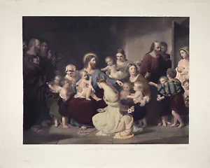 CL EASTLAKE Antq Raro 1847 Lrg Edición Limitada Grabado BENDICIÓN DE CRISTO NIÑOS PEQUEÑOS - Imagen 1 de 1
