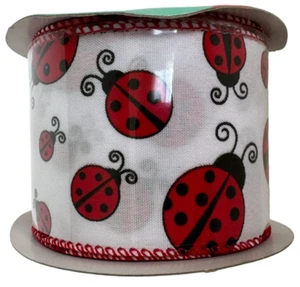 Hobby Lobby Ribbon Spool Ladybug Garden The Spring Shop 10 yd 2.5 in Wired Edge - Picture 1 of 4