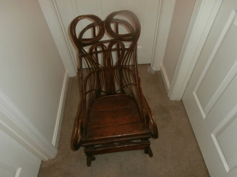 Antique Adirondack Twig Wooden Rocking Chair Ornate Type Design  Child's Size Cover