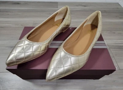 Nuevos zapatos planos de ballet acolchados dorados metálicos para mujer Bruno Magli Bianca 38 Foto 1 de 4